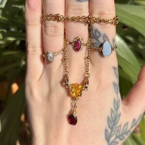 Yellow sapphire and garnet double dangle interchangeable necklace